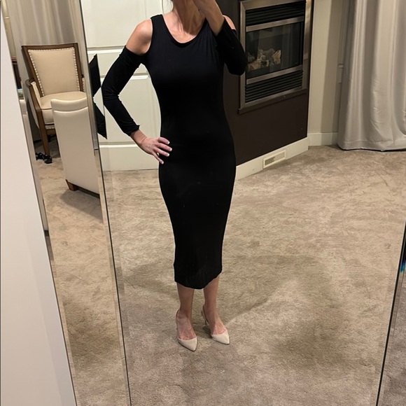 Retrod bodycon women’s midi / maxi dress Black Long Sleeve - Picture 2 of 7